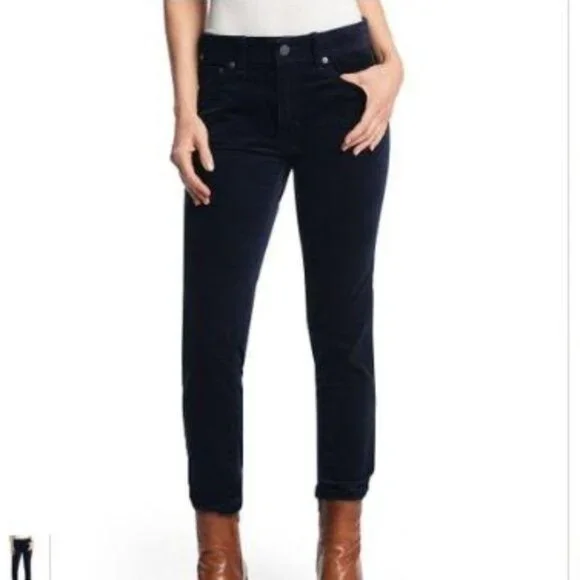 Frye Melissa Pants Womens 31 Mid Rise Skinny Velvet Navy Blue - Picture 2 of 5